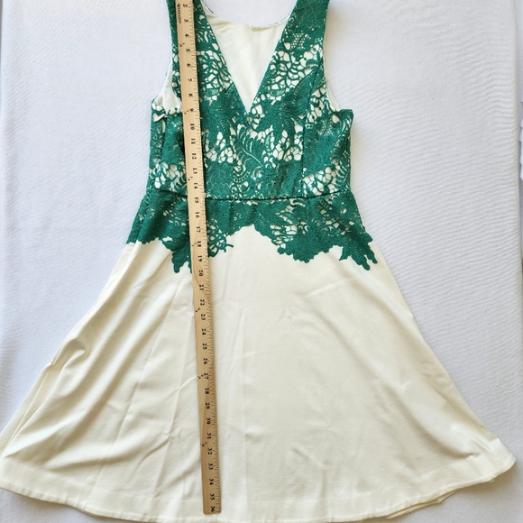 Moulinette Soeurs Arbor Lace Fit And Flare Cocktail Dress Green Cream Skirt 4 - Picture 13 of 17